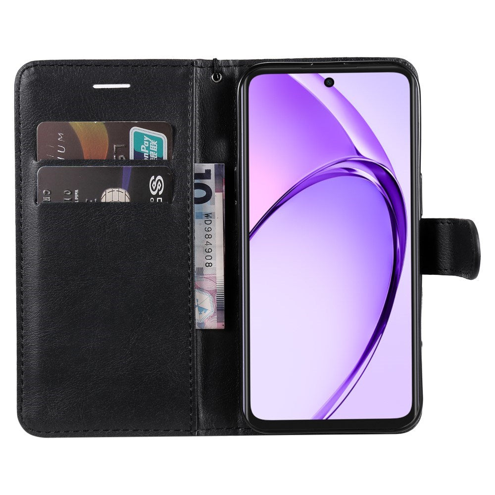 EIDERWOOD OPPO A60 / A40m / A40 Kunstlæder Flip Cover m. Strop - Sort
