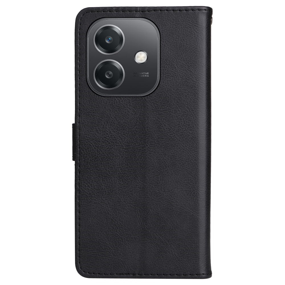 EIDERWOOD OPPO A60 / A40m / A40 Kunstlæder Flip Cover m. Strop - Sort