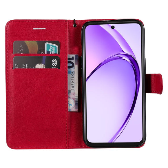 EIDERWOOD OPPO A60 / A40m / A40 Kunstlæder Flip Cover m. Strop - Rød