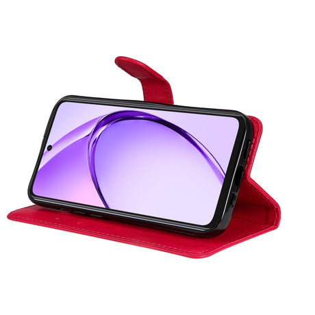 EIDERWOOD OPPO A60 / A40m / A40 Kunstlæder Flip Cover m. Strop - Rød
