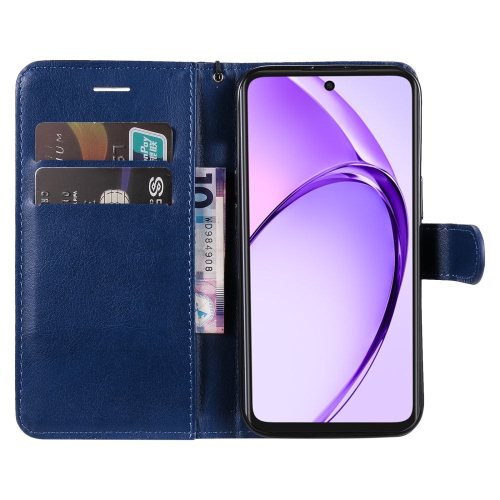 EIDERWOOD OPPO A60 / A40m / A40 Kunstlæder Flip Cover m. Strop - Blå