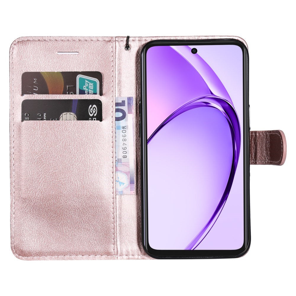 EIDERWOOD OPPO A60 / A40m / A40 Kunstlæder Flip Cover m. Strop - Rose Gold