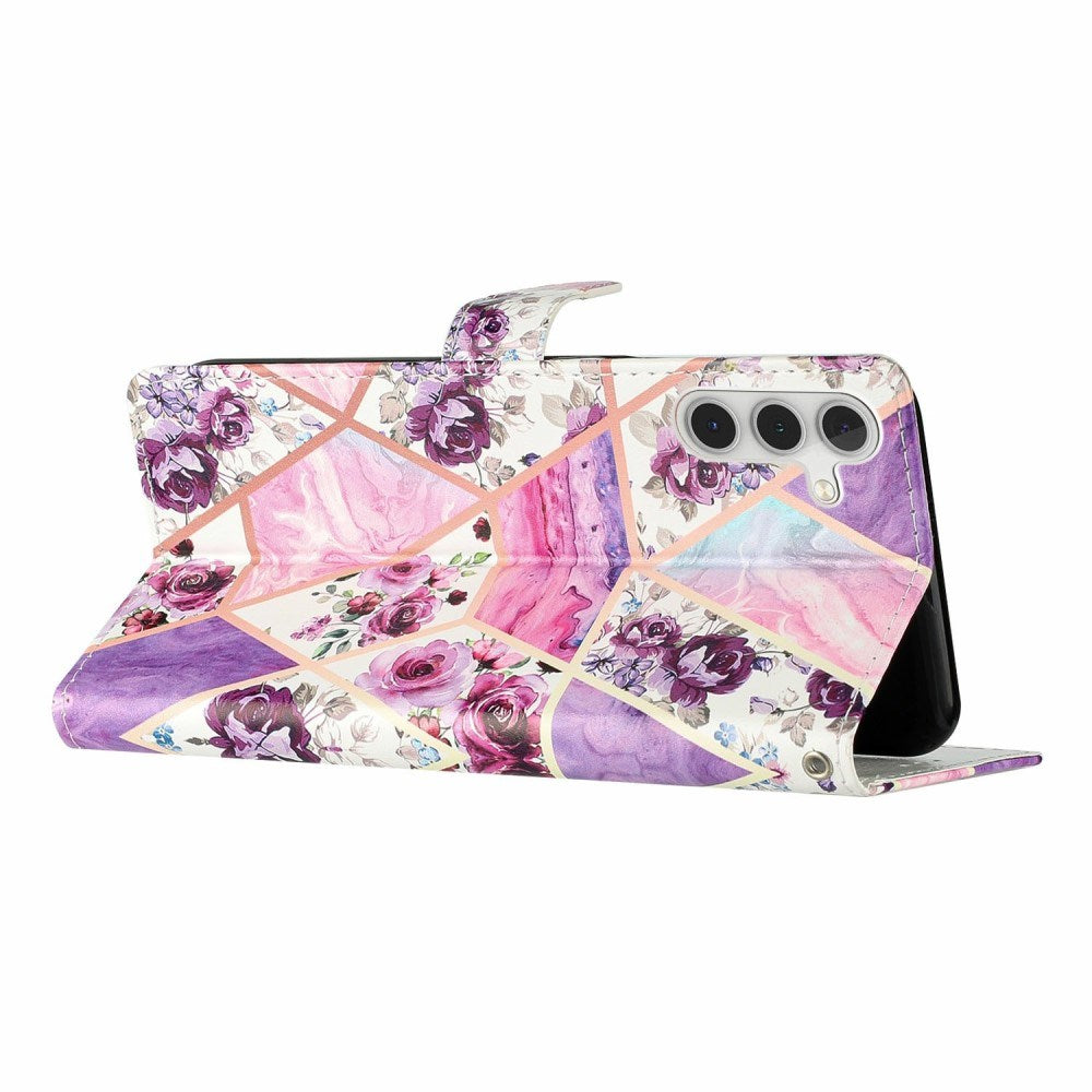 EIDERWOOD Samsung Galaxy S25+ (Plus) Flip Cover m. Kortholder & Strop - Lilla Marmor