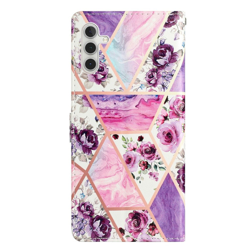 EIDERWOOD Samsung Galaxy S25+ (Plus) Flip Cover m. Kortholder & Strop - Lilla Marmor