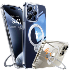 TORRAS iPhone 15 Pro Hybrid Plastik Cover m. Ståfunktion - MagSafe Kompatibel - Gennemsigtig