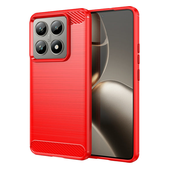 EIDERWOOD Xiaomi 14t/14T Pro Cover Carbon Fiber Texture - Rød