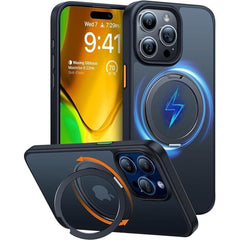 TORRAS iPhone 15 Pro Hybrid Plastik Cover m. Kickstand - MagSafe Kompatibel - Sort