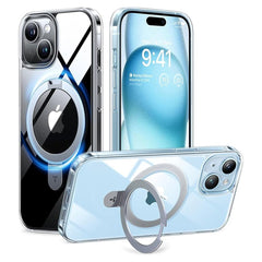 TORRAS iPhone 15 Hybrid Plastik Cover m. Ståfunktion - MagSafe Kompatibel - Gennemsigtig
