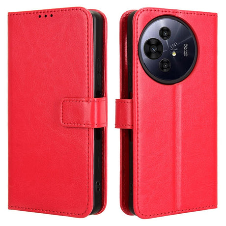EIDERWOOD TCL 50 Pro Nxtpaper (5G) Blankt Læder Cover m. Pung & Strop - Rød