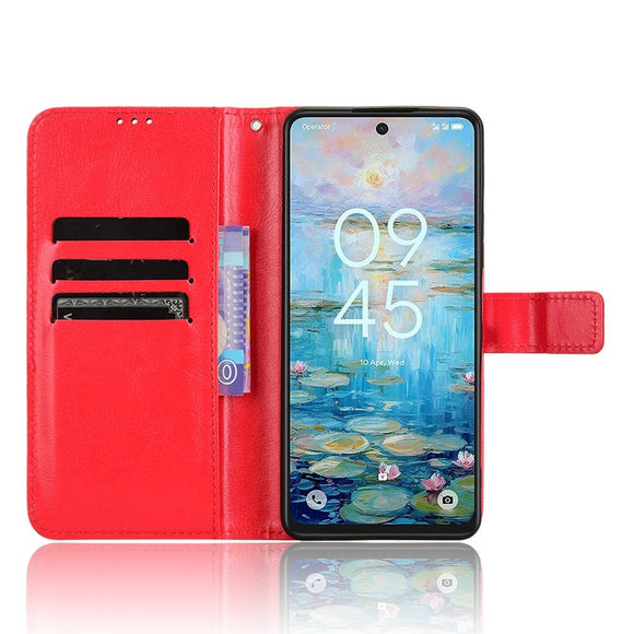 EIDERWOOD TCL 50 Pro Nxtpaper (5G) Blankt Læder Cover m. Pung & Strop - Rød