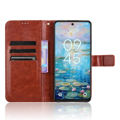 EIDERWOOD TCL 50 Pro Nxtpaper (5G) Blankt Læder Cover m. Pung & Strop - Brun