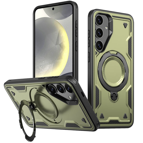 Samsung Galaxy S25/S24 Cover med MagSafe-kompatibilitet – Militærbeskyttelse og Kickstand - Grøn