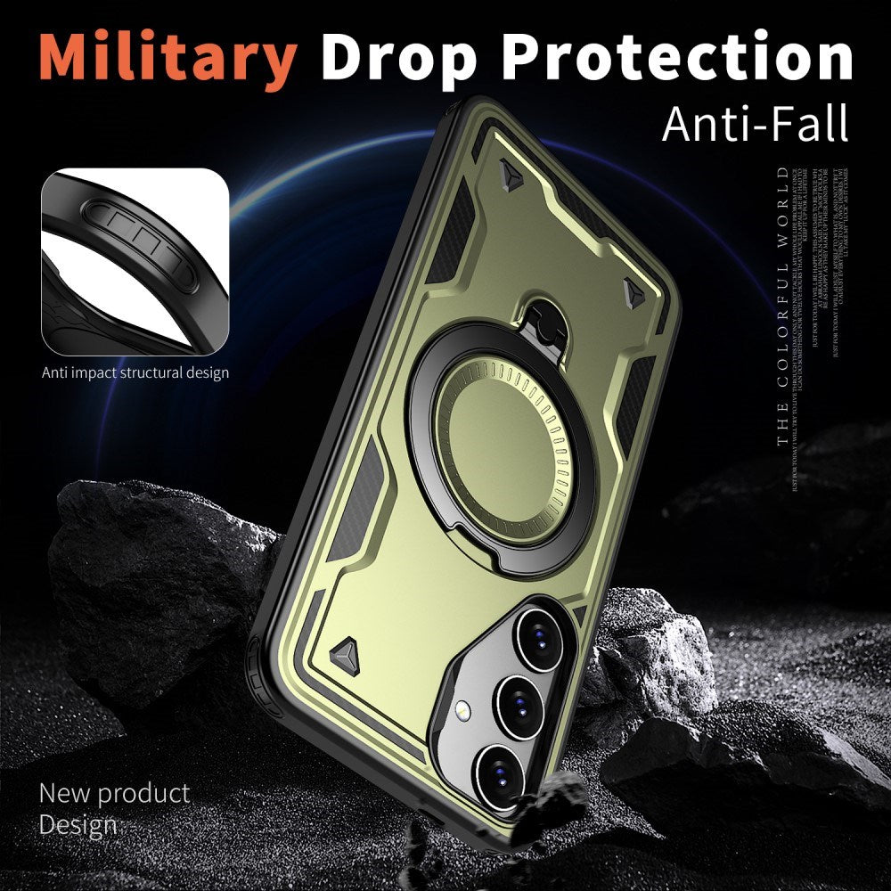 Samsung Galaxy S25/S24 Cover med MagSafe-kompatibilitet – Militærbeskyttelse og Kickstand - Grøn