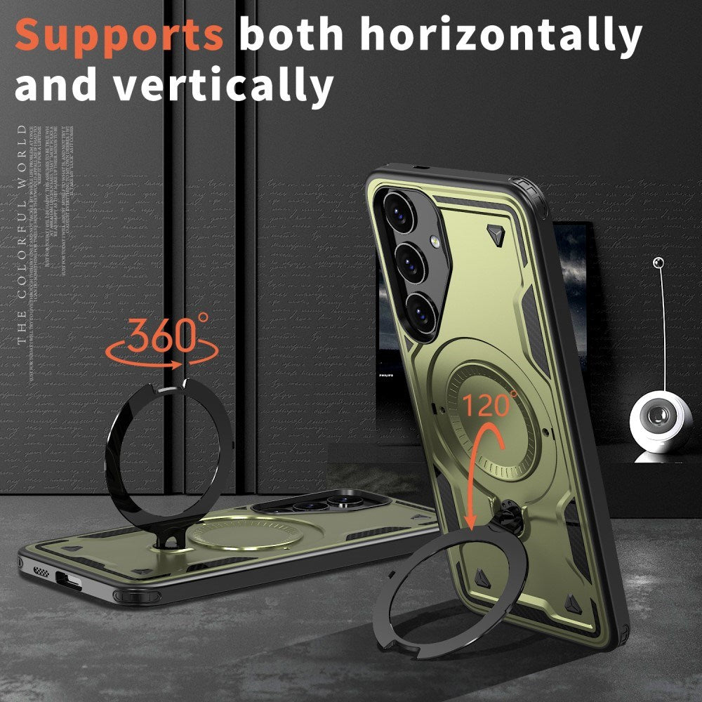 Samsung Galaxy S25/S24 Cover med MagSafe-kompatibilitet – Militærbeskyttelse og Kickstand - Grøn