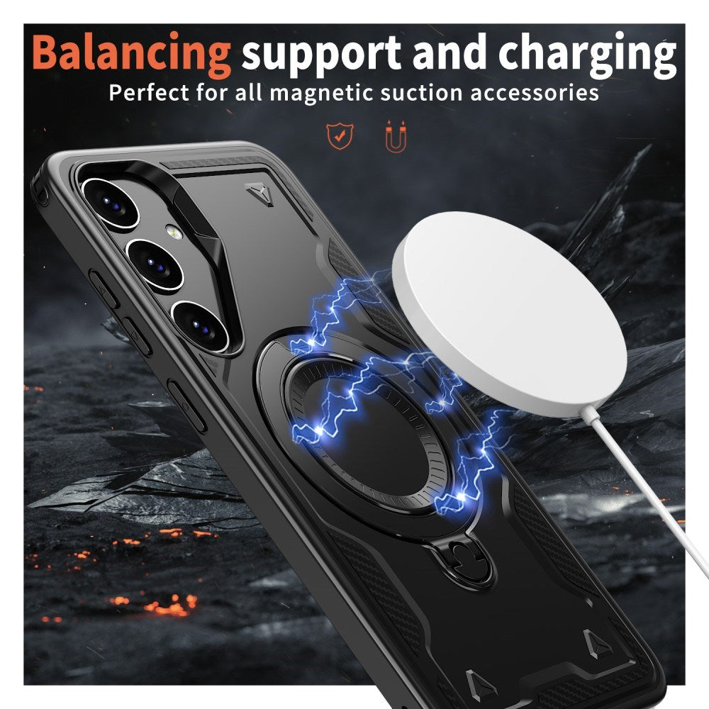 Samsung Galaxy S25/S24 Cover med MagSafe-kompatibilitet – Militærbeskyttelse og Kickstand - Sort