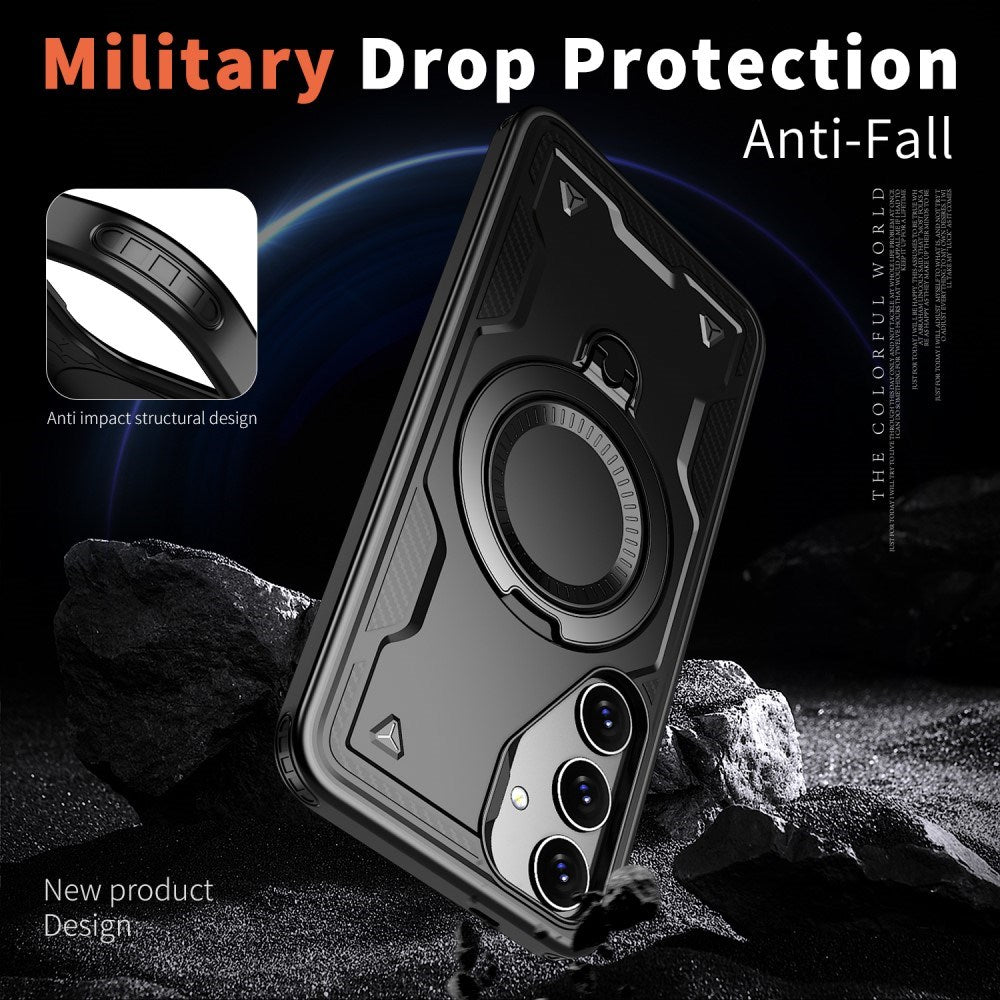 Samsung Galaxy S25/S24 Cover med MagSafe-kompatibilitet – Militærbeskyttelse og Kickstand - Sort
