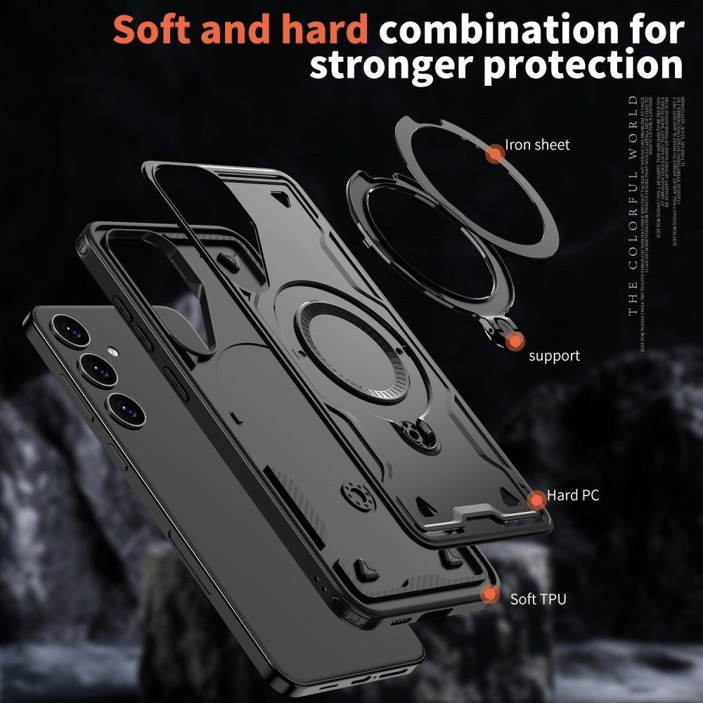 Samsung Galaxy S25/S24 Cover med MagSafe-kompatibilitet – Militærbeskyttelse og Kickstand - Sort
