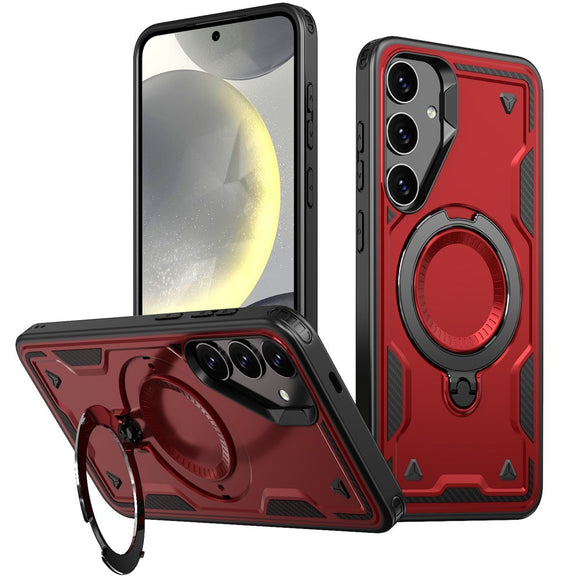 Samsung Galaxy S25/S24 Cover med MagSafe-kompatibilitet – Militærbeskyttelse og Kickstand - Rød