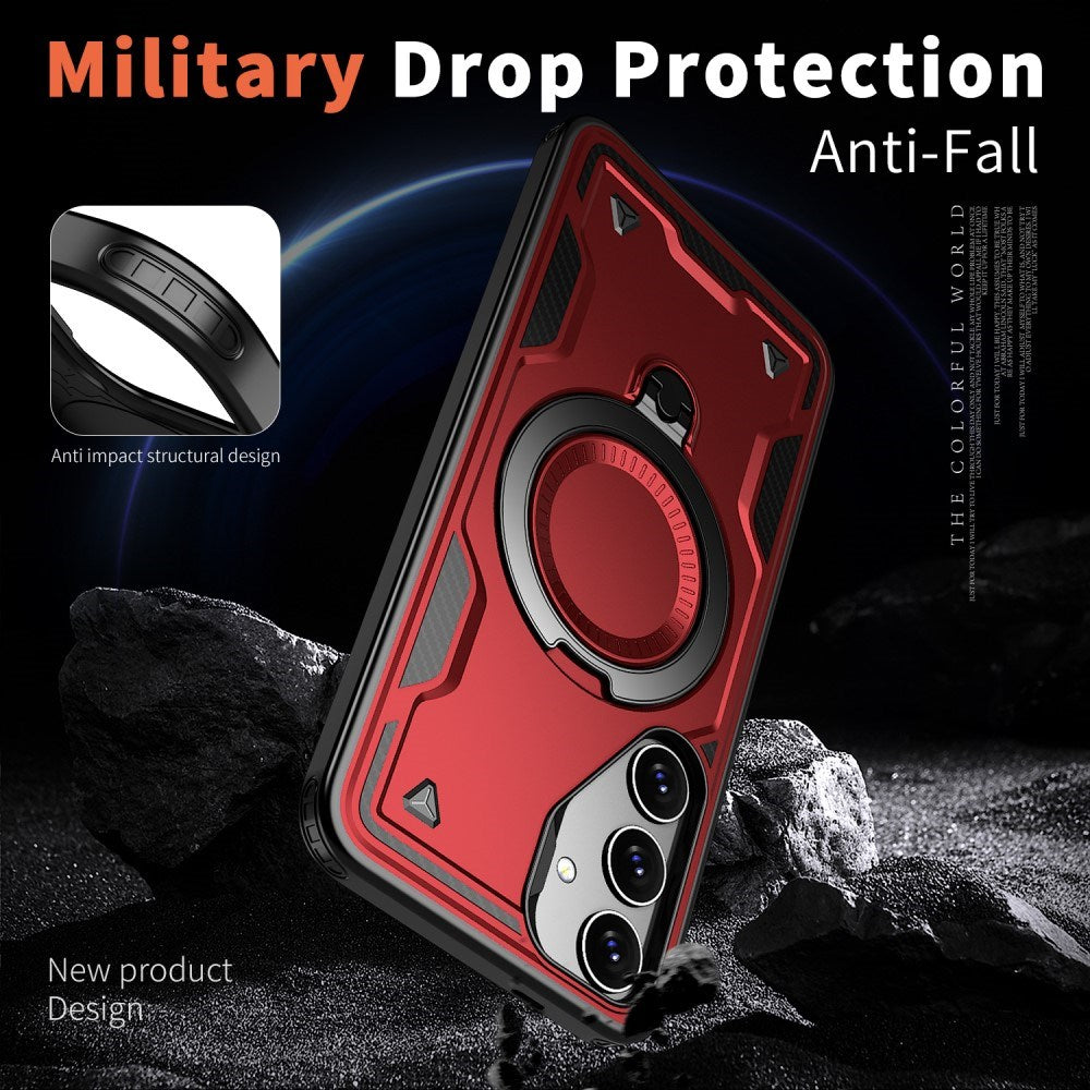 Samsung Galaxy S25/S24 Cover med MagSafe-kompatibilitet – Militærbeskyttelse og Kickstand - Rød
