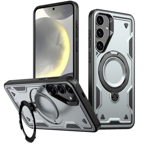 Samsung Galaxy S25/S24 Cover med MagSafe-kompatibilitet – Militærbeskyttelse og Kickstand - Grå