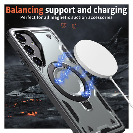 Samsung Galaxy S25/S24 Cover med MagSafe-kompatibilitet – Militærbeskyttelse og Kickstand - Grå