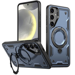 Samsung Galaxy S25/S24 Cover med MagSafe-kompatibilitet – Militærbeskyttelse og Kickstand - Blå
