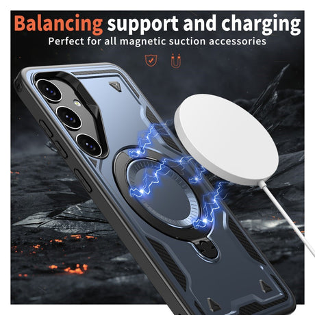 Samsung Galaxy S25/S24 Cover med MagSafe-kompatibilitet – Militærbeskyttelse og Kickstand - Blå