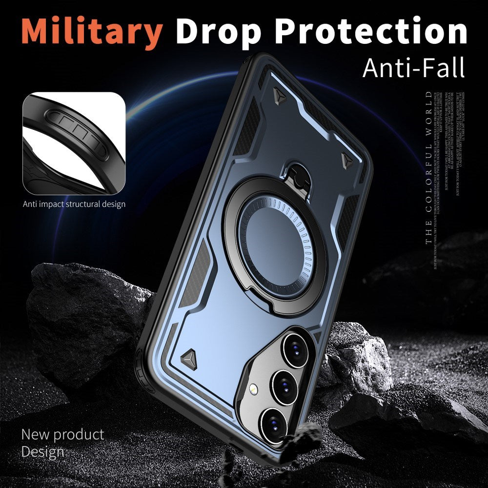 Samsung Galaxy S25/S24 Cover med MagSafe-kompatibilitet – Militærbeskyttelse og Kickstand - Blå