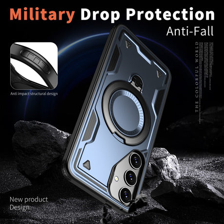 Samsung Galaxy S25/S24 Cover med MagSafe-kompatibilitet – Militærbeskyttelse og Kickstand - Blå