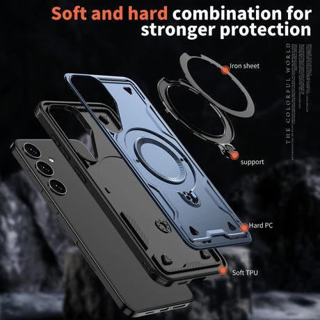 Samsung Galaxy S25/S24 Cover med MagSafe-kompatibilitet – Militærbeskyttelse og Kickstand - Blå