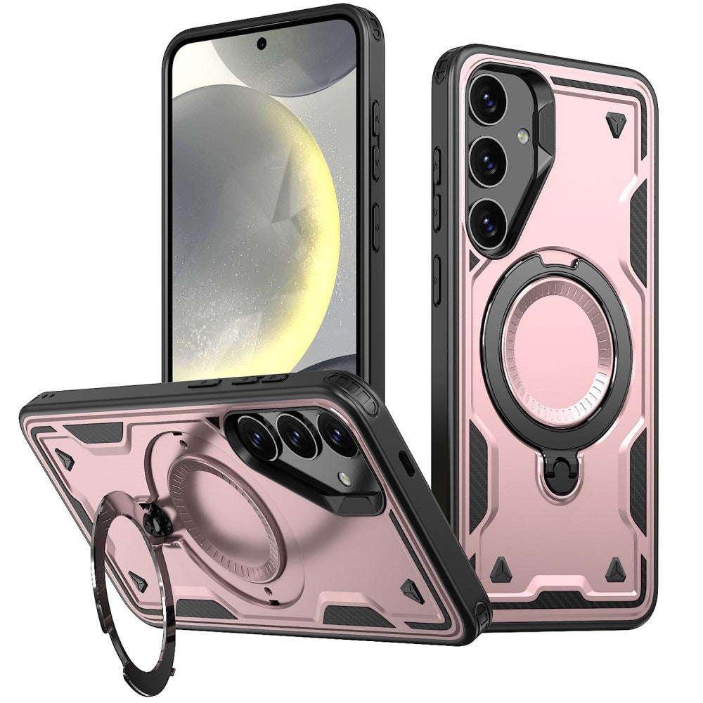 Samsung Galaxy S25/S24 Cover med MagSafe-kompatibilitet – Militærbeskyttelse og Kickstand - Lyserød