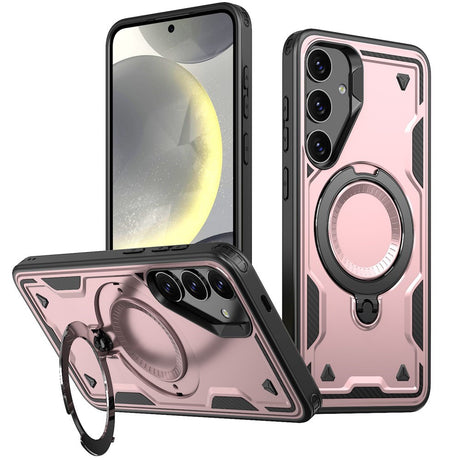 Samsung Galaxy S25/S24 Cover med MagSafe-kompatibilitet – Militærbeskyttelse og Kickstand - Lyserød