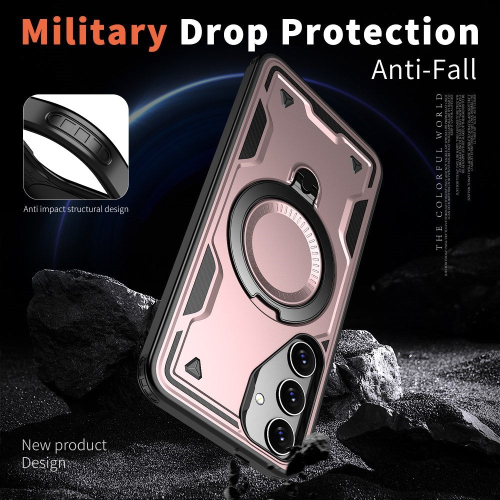 Samsung Galaxy S25/S24 Cover med MagSafe-kompatibilitet – Militærbeskyttelse og Kickstand - Lyserød