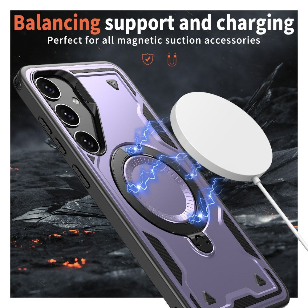 Samsung Galaxy S25/S24 Cover med MagSafe-kompatibilitet – Militærbeskyttelse og Kickstand - Lilla
