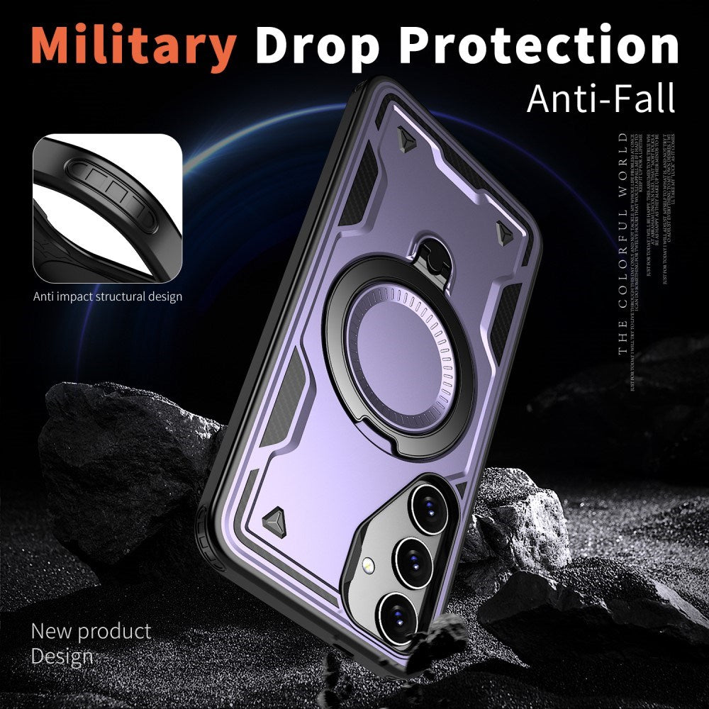 Samsung Galaxy S25/S24 Cover med MagSafe-kompatibilitet – Militærbeskyttelse og Kickstand - Lilla