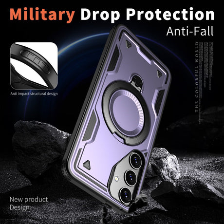 Samsung Galaxy S25/S24 Cover med MagSafe-kompatibilitet – Militærbeskyttelse og Kickstand - Lilla