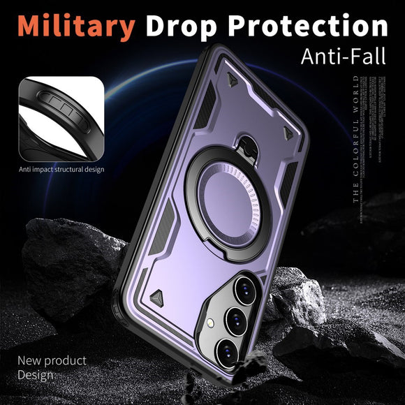 Samsung Galaxy S25/S24 Cover med MagSafe-kompatibilitet – Militærbeskyttelse og Kickstand - Lilla