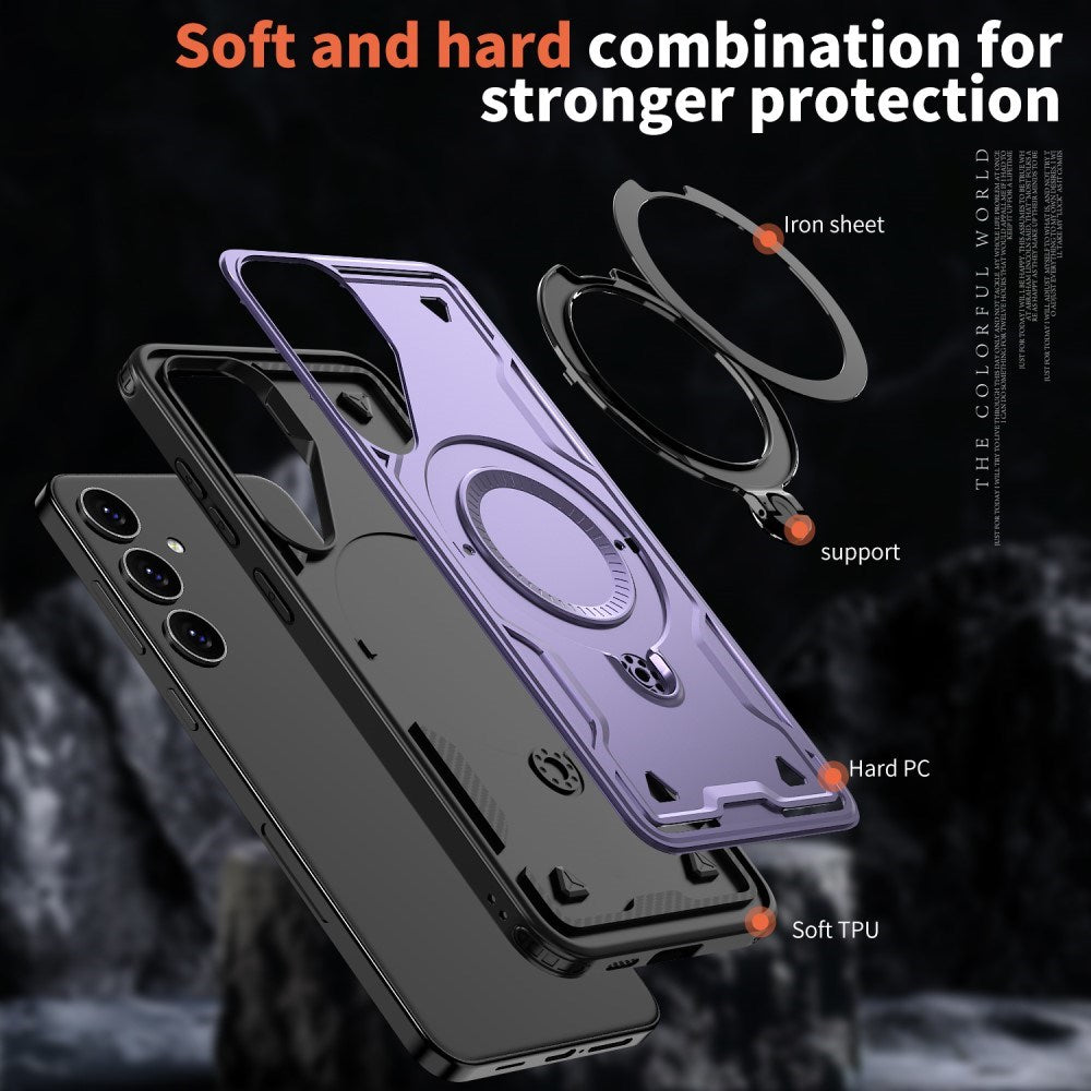 Samsung Galaxy S25/S24 Cover med MagSafe-kompatibilitet – Militærbeskyttelse og Kickstand - Lilla