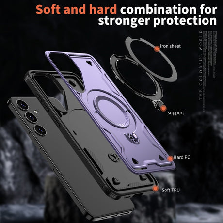 Samsung Galaxy S25/S24 Cover med MagSafe-kompatibilitet – Militærbeskyttelse og Kickstand - Lilla