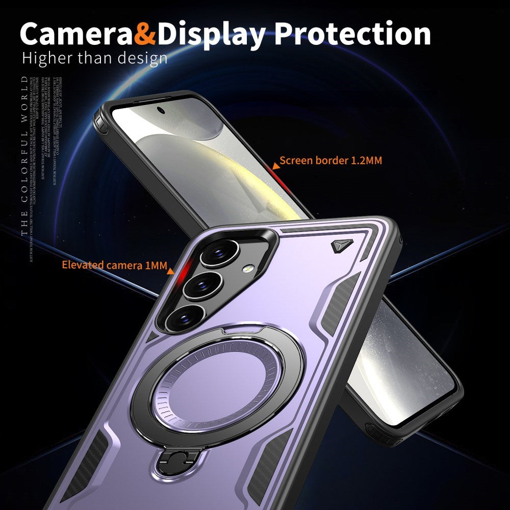 Samsung Galaxy S25/S24 Cover med MagSafe-kompatibilitet – Militærbeskyttelse og Kickstand - Lilla
