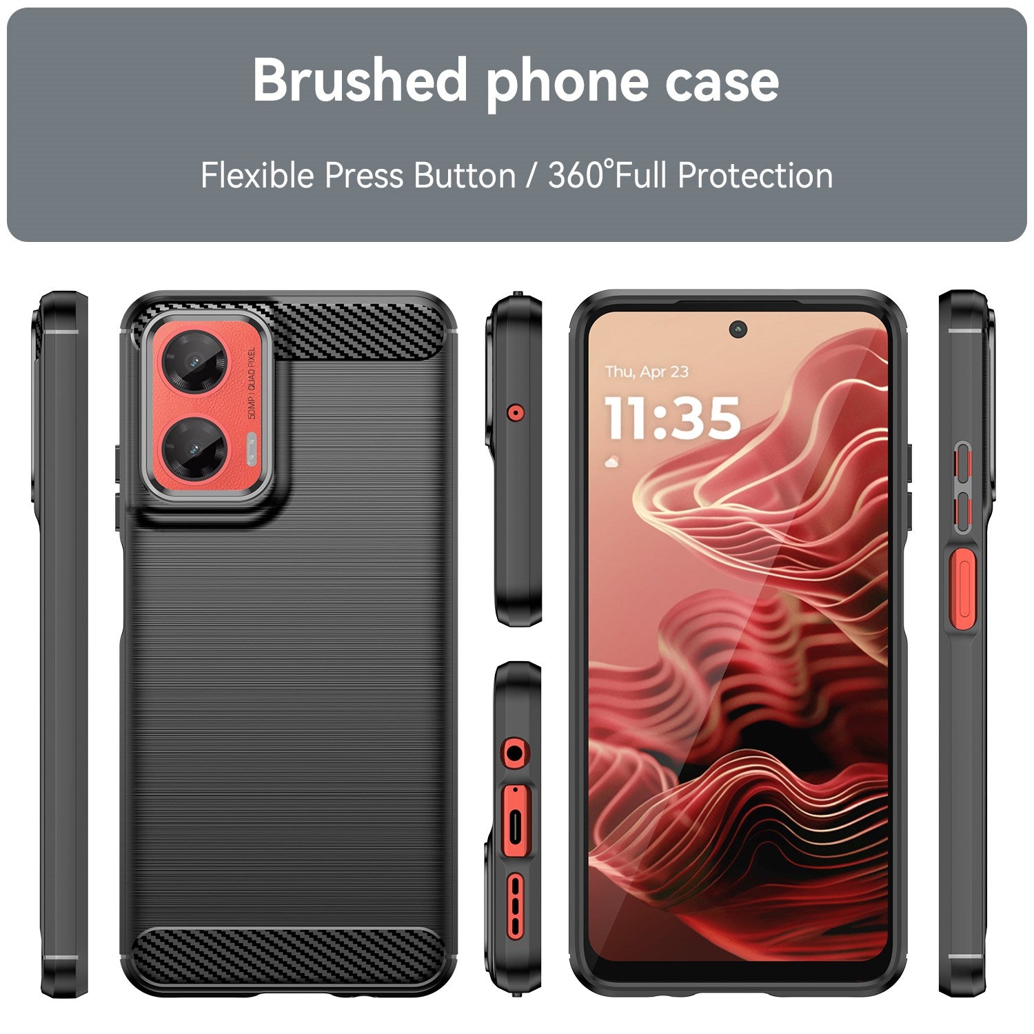 EIDERWOOD Motorola Moto G35 5G Cover Carbon Fiber Texture - Sort