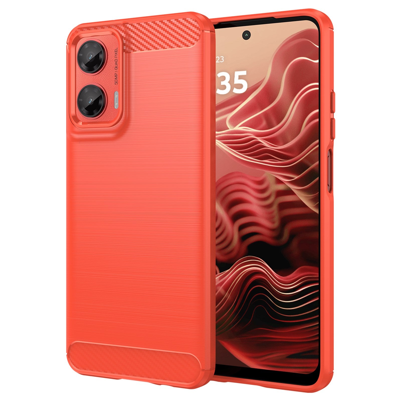 EIDERWOOD Motorola Moto G35 5G Cover Carbon Fiber Texture - Rød