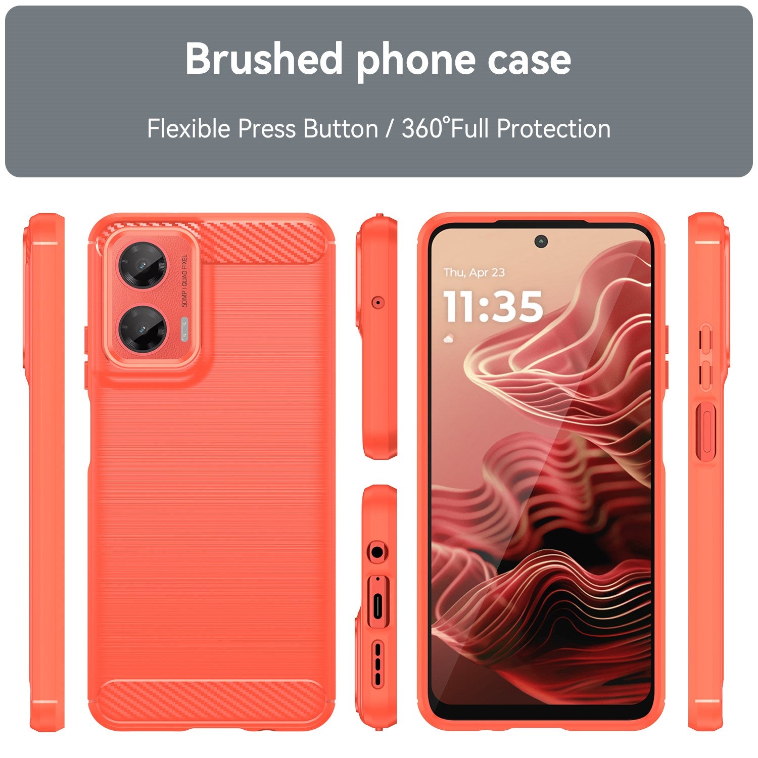 EIDERWOOD Motorola Moto G35 5G Cover Carbon Fiber Texture - Rød