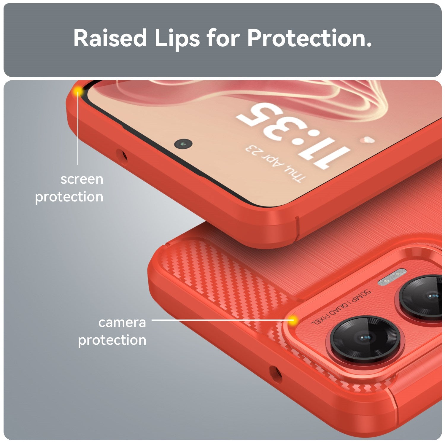 EIDERWOOD Motorola Moto G35 5G Cover Carbon Fiber Texture - Rød