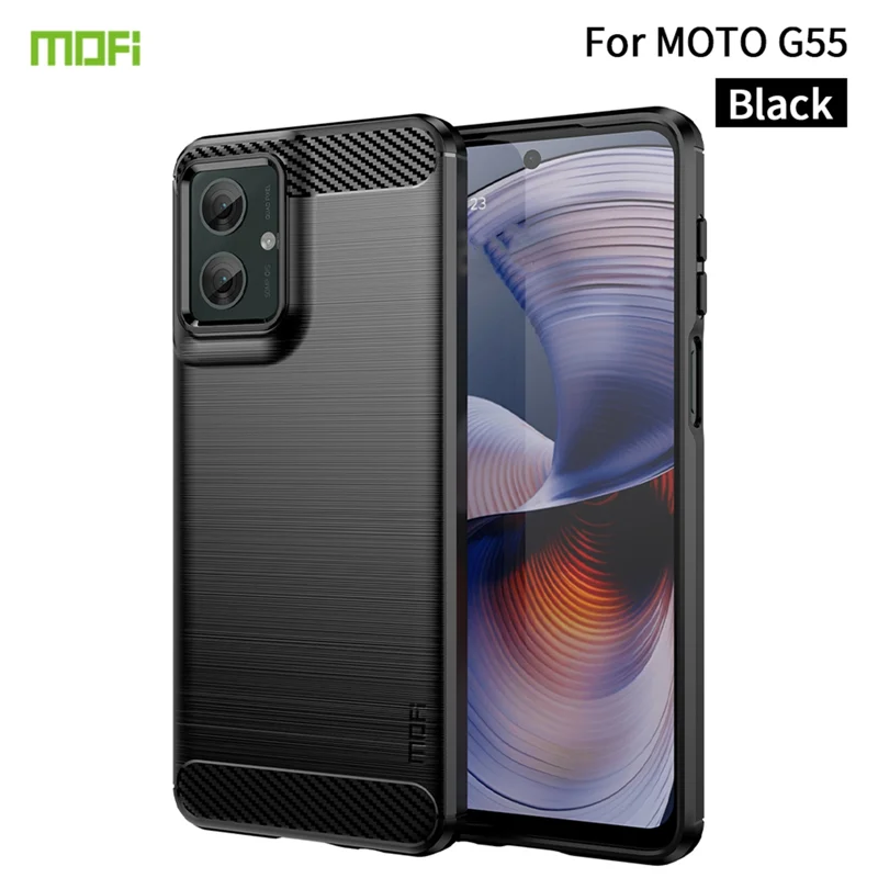 Motorola Moto G55 5G MOFI Carbon Fiber Cover - Sort