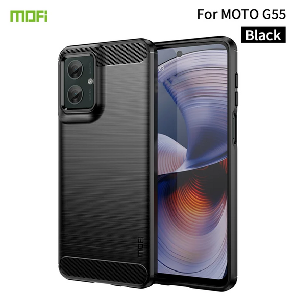 Motorola Moto G55 5G MOFI Carbon Fiber Cover - Sort