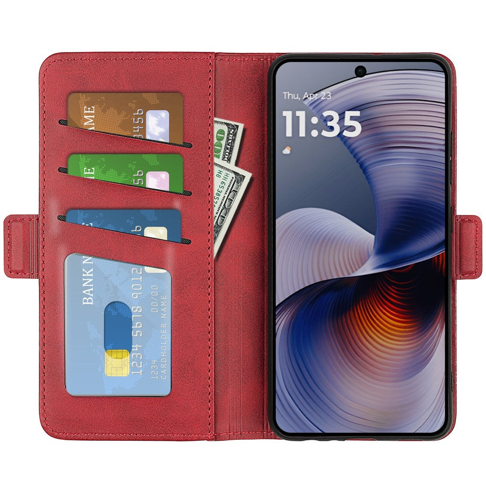Motorola Moto G55 Wallet Flip Cover i læder m. Pung - Rød