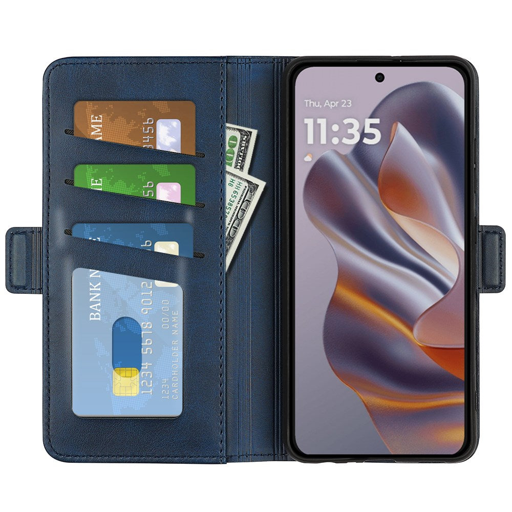 EIDERWOOD Motorola Edge 50 Neo Wallet Flip Cover i læder m. Pung - Mørkeblå