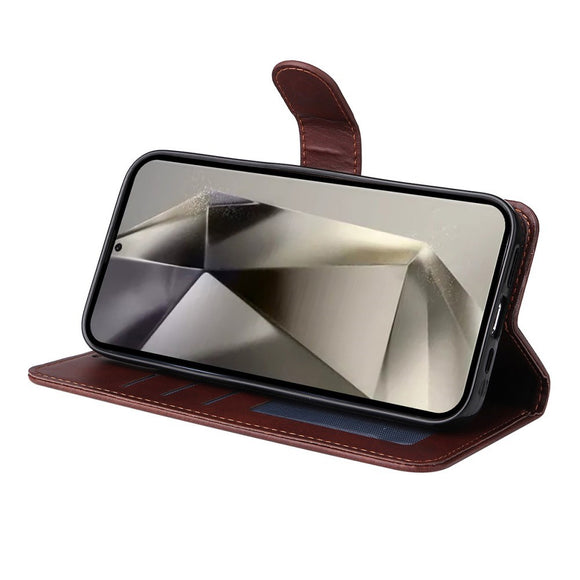 EIDERWOOD Samsung Galaxy S25 Ultra 2-i-1 Kunstlæder Flip Cover m. Skærmbeskyttelsesglas - Rød