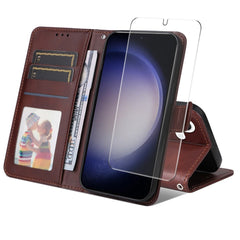 EIDERWOOD Samsung Galaxy S25 / S24 2-i-1 Kunstlæder Flip Cover m. Skærmbeskyttelsesglas - Brun